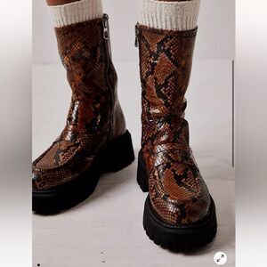 Free People Madison Loafer Boot Python Print EU 38 US 8 New in Box